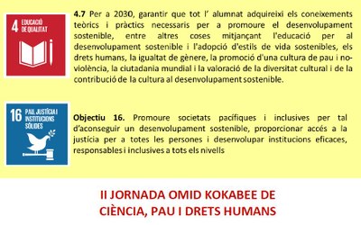 II JORNADA OMID KOKABEE DE CIÈNCIA, PAU I DRETS HUMANS